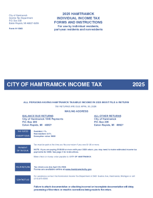 Hamtramck Individual Income Tax Form H-1040