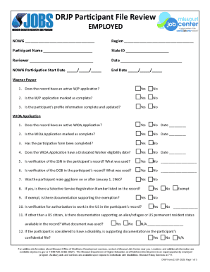 DRJP Participant File Review Form