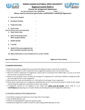 IGNOU Assignment Submission Form