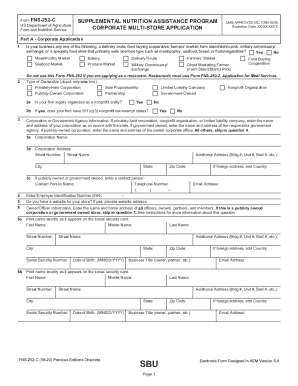 USDA SNAP Corporate Multi-Store Application