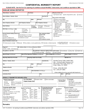 California Confidential Morbidity Report