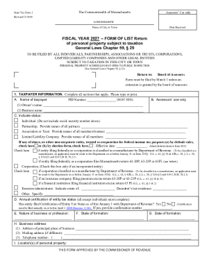 Massachusetts Personal Property Tax Form