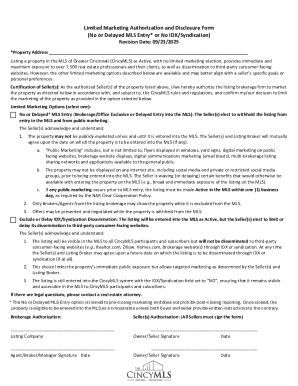 Limited Marketing Authorization Form