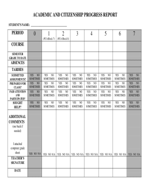 Academic and Citizenship Progress Report