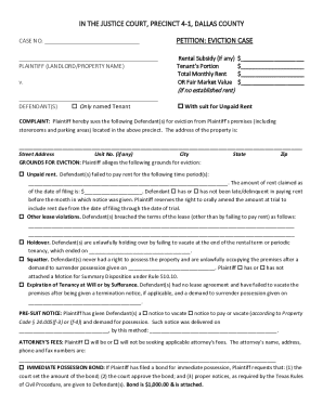 Texas Eviction Petition Form