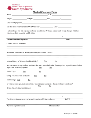Medical Clearance Form