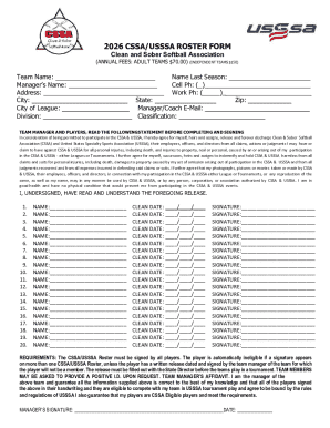 CSSA/USSSA Roster Form