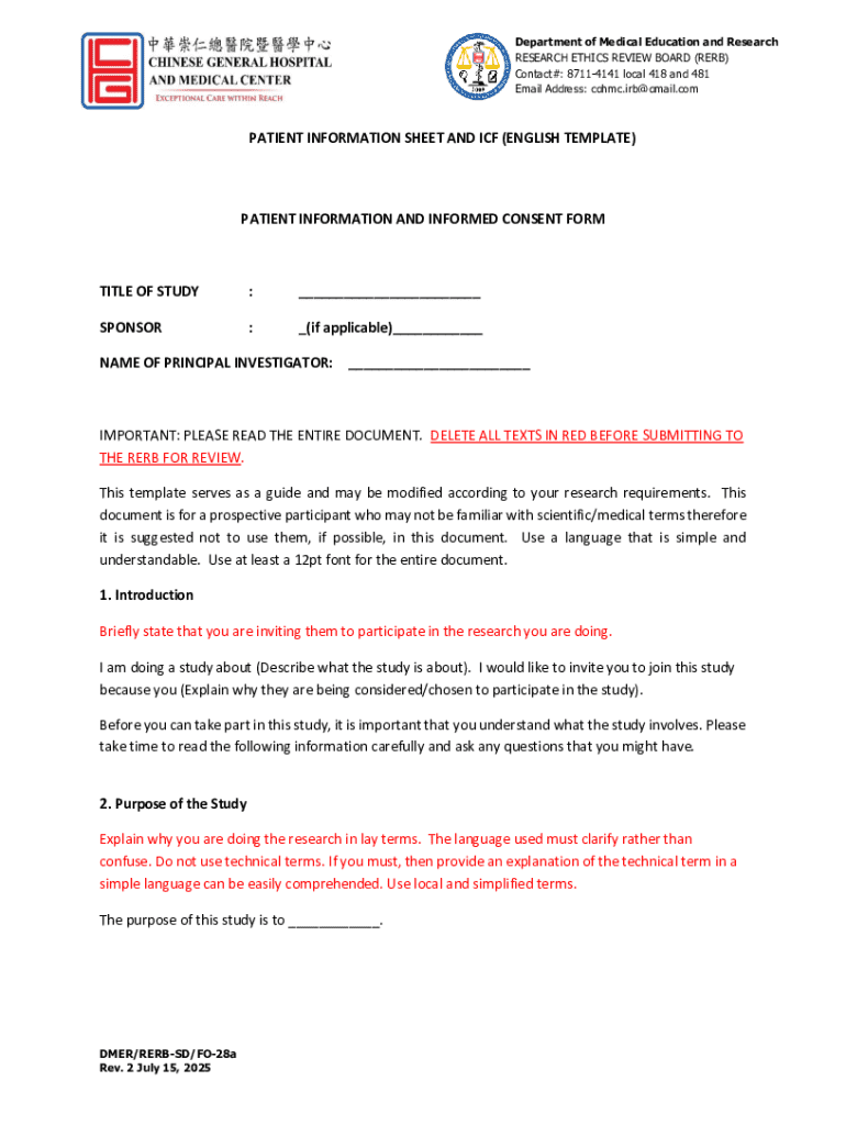 Patient Information and Informed Consent Form Template - Blank Fillable ...