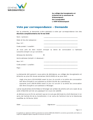 Luxembourg Absentee Voting Request