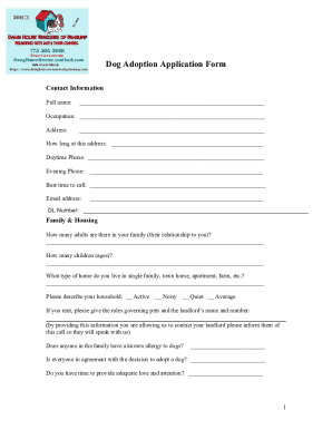 Dog Adoption Application Form