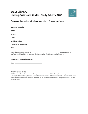 Leaving Certificate Study Scheme Consent Form