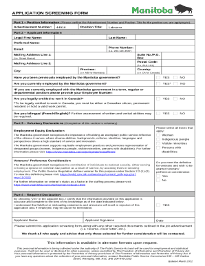 Manitoba Labourer Application Screening Form