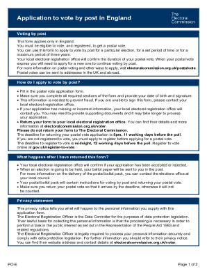Application to Vote by Post in England