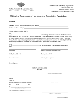 Affidavit of Awareness of Homeowners’ Association Regulation