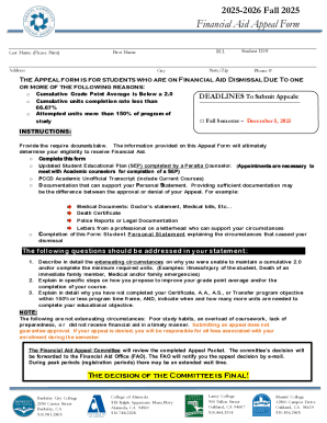 Financial Aid Appeal Form