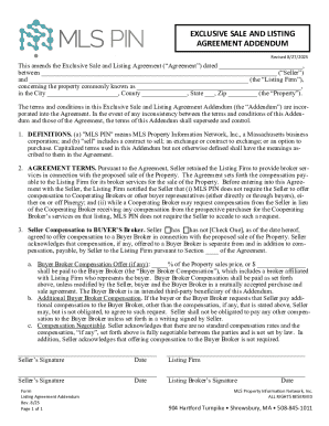 Exclusive Sale and Listing Agreement Addendum