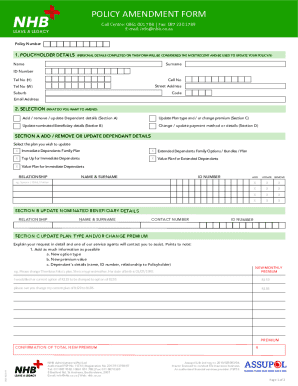 Policy Amendment Form