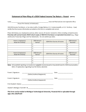 Statement of Non-filing of a 2024 Federal Income Tax Return