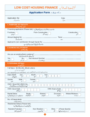 Low Cost Housing Finance Application Form