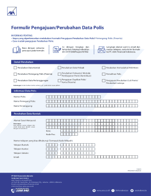 AXA Financial Indonesia Policy Change Form