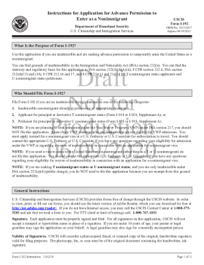 Form I-192 Application for Advance Permission to Enter as a Nonimmigrant