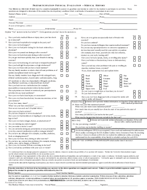 Preparticipation Physical Evaluation - Medical History Form 2024