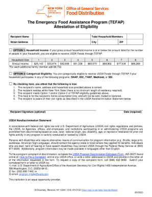 TEFAP Attestation of Eligibility