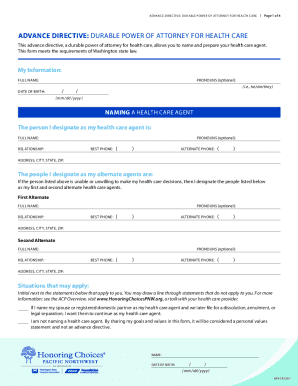 Washington State Advance Directives and POLST Form