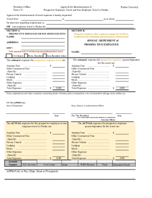 Purdue University Travel Reimbursement Form