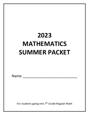 7th Grade Math Summer Packet