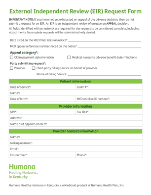 External Independent Review Request Form