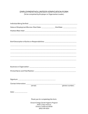 Employment Volunteer Verification Form
