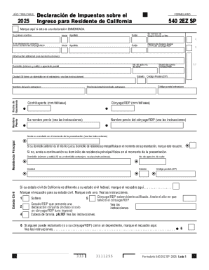 California Resident Income Tax Form 540 2EZ