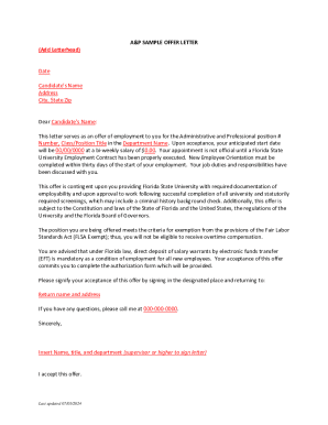 Florida State University Employment Offer Letter