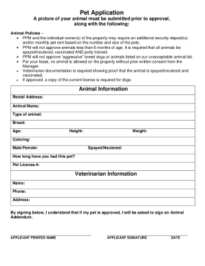 Pet Application Form