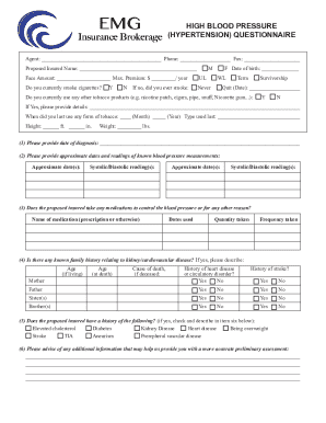 High Blood Pressure Hypertension Questionnaire