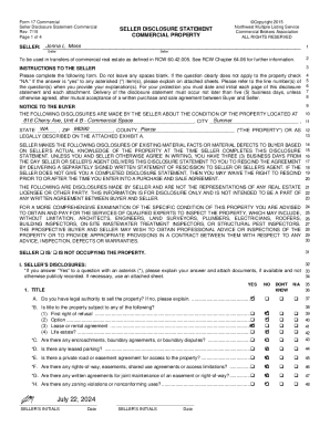 Commercial Property Seller Disclosure Statement