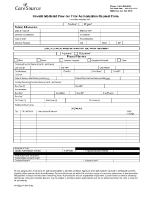 Nevada Medicaid Provider Prior Authorization Request Form