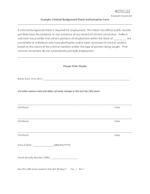 Criminal Background Check Authorization Form