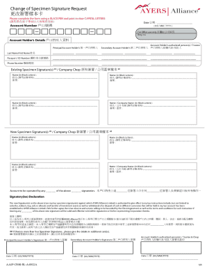 Change of Specimen Signature Request
