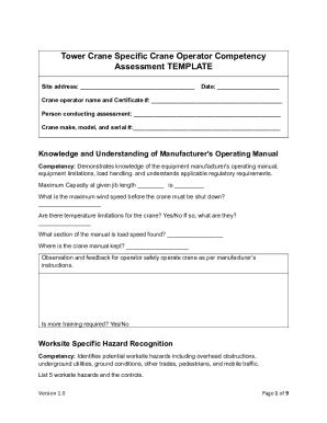 Tower Crane Operator Competency Assessment Form
