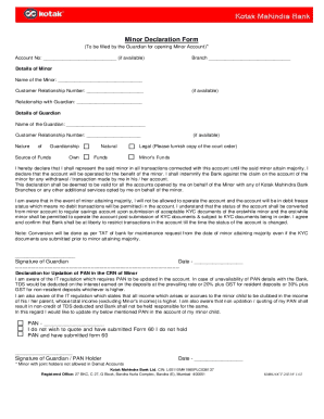 Minor Account Declaration Form
