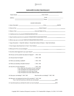 Automobile Accident Questionnaire