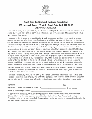 2025 Saint Paul Festival Waiver Agreement