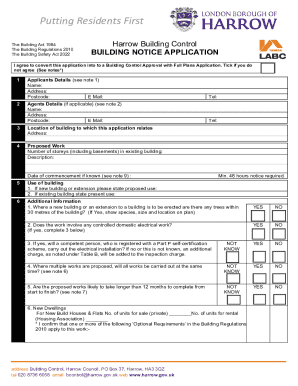 UK Building Notice Application