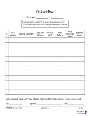 Work Search Report Form