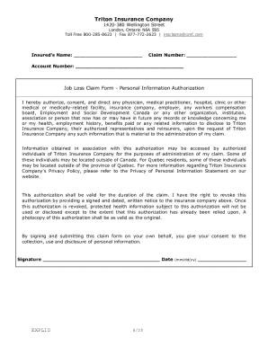 Job Loss Claim Form
