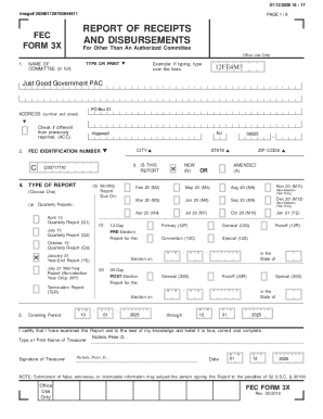 FEC Form 3X Report