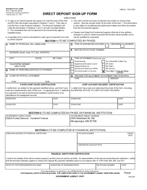 Standard Form 1199A Direct Deposit Sign-Up Form