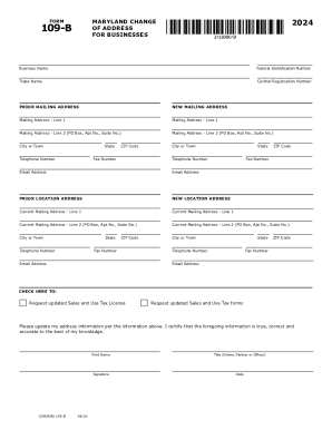 Maryland Business Change of Address Form